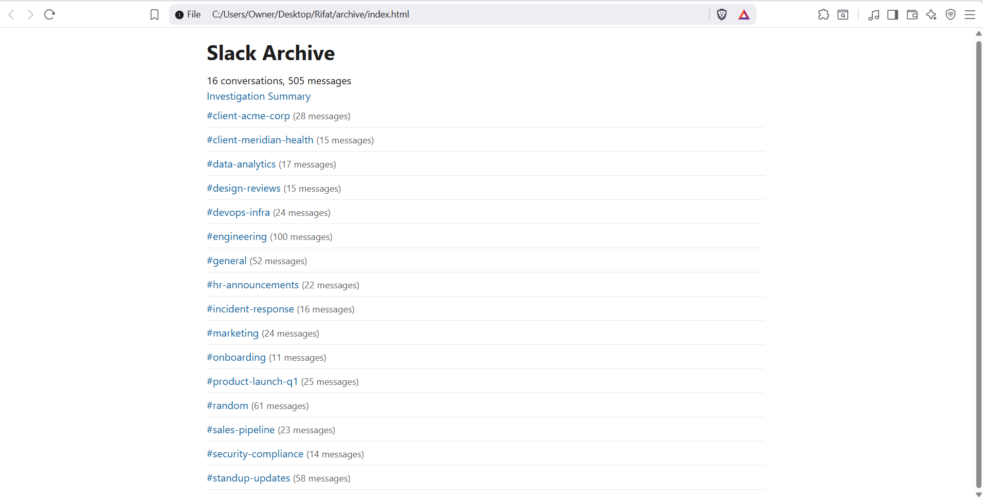 Search results and conversation view